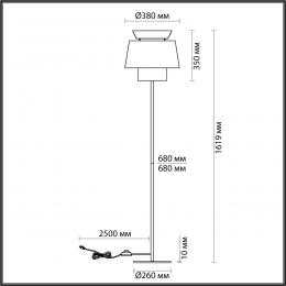 Odeon light 4992/1F PENDANT ODL24 401 черный/бежевый/терракотовый/золотой/металл/экокожа Торшер E27 1*60W KRESSA  - 2 купить